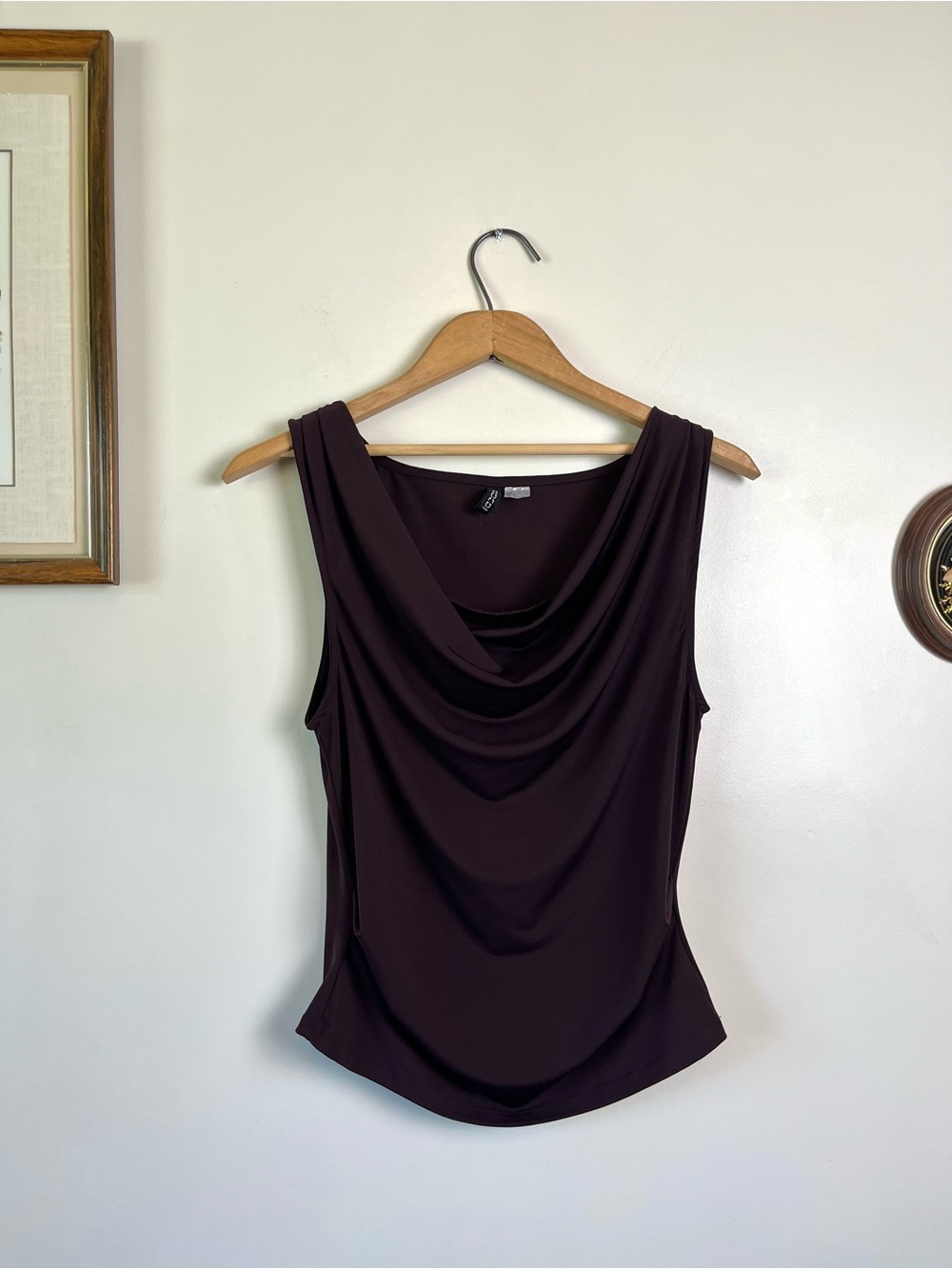 H&M Maroon Draped Cowl Neck Top Large